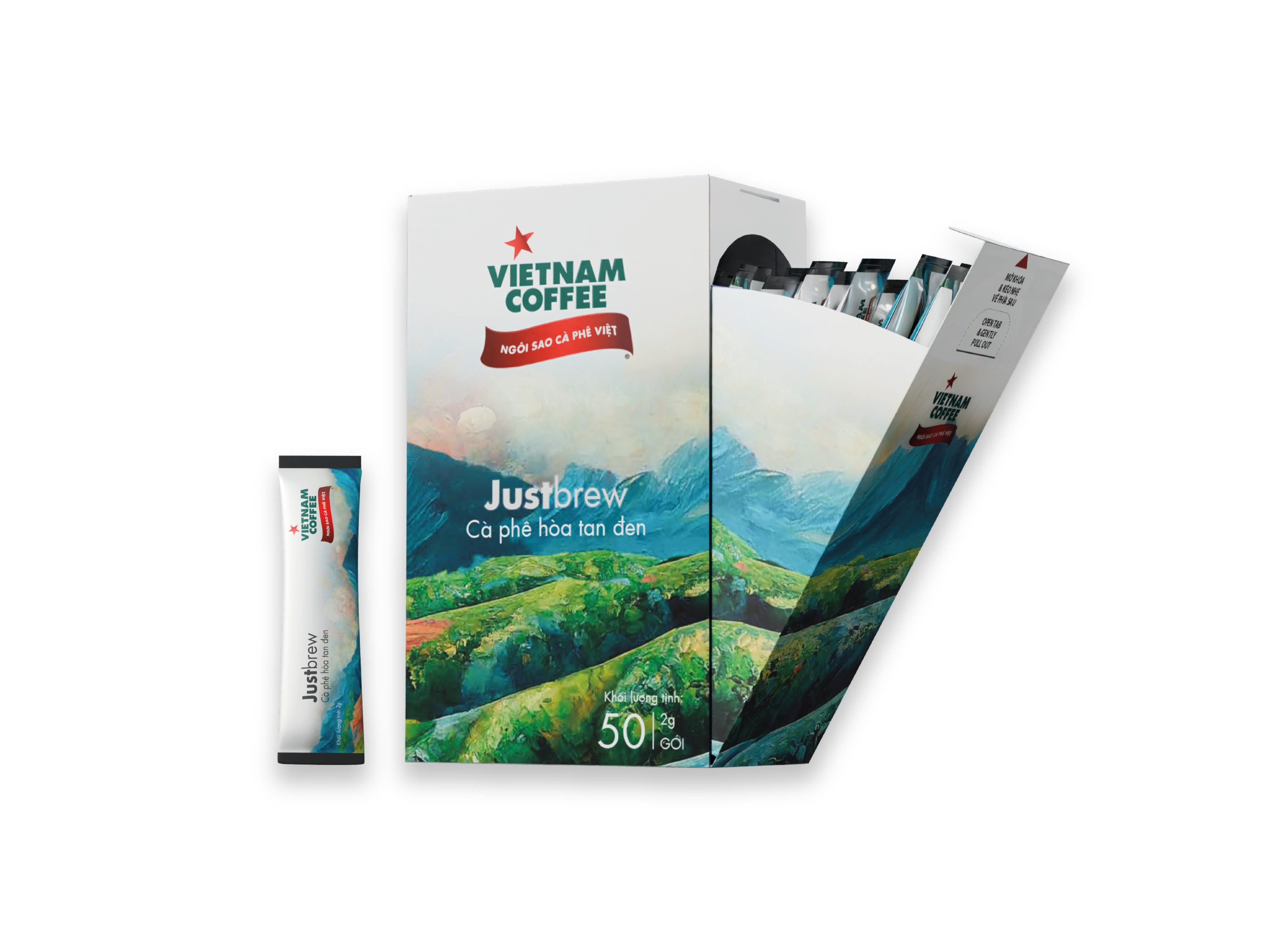 CÀ PHÊ HÒA TAN ĐEN JUSTBREW (50 Sticks x 2g/hộp)